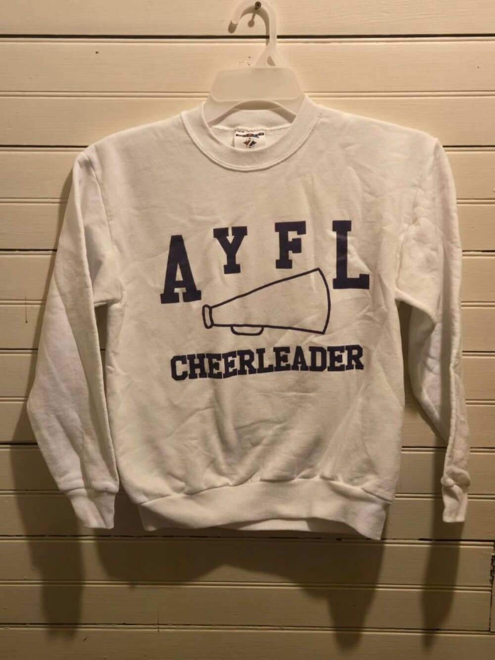Jerzees Sweatshirt Girls 14-16 AYFL Cheerleader White NuBlend Crewneck Youth